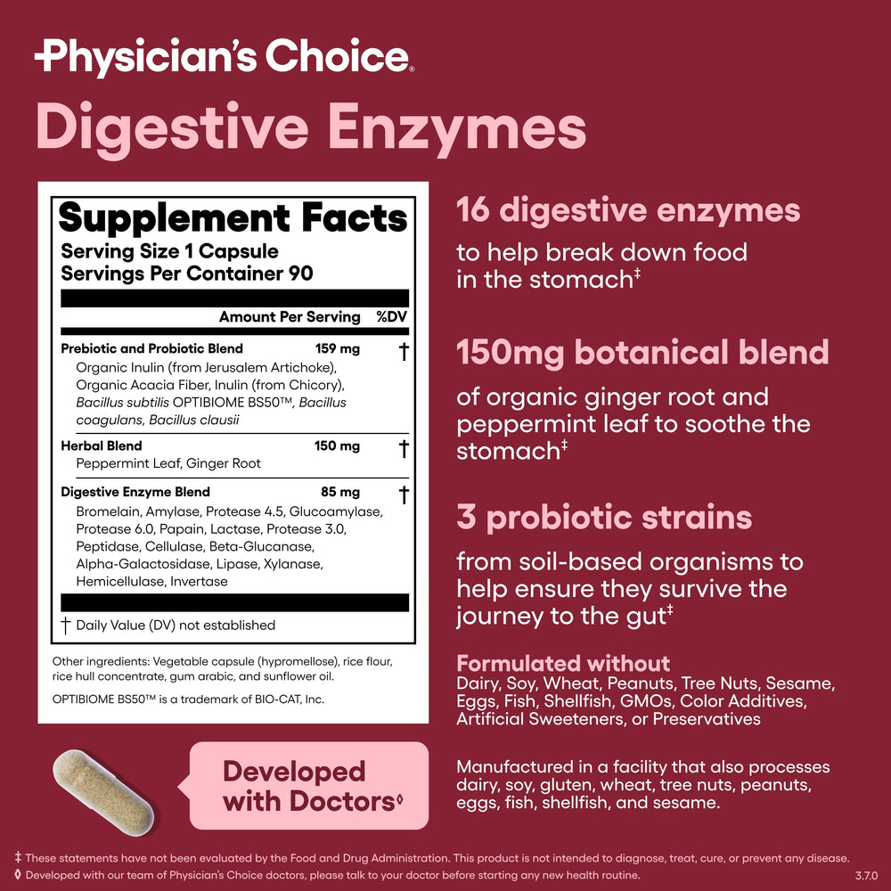 Physician'S Choice Digestive Enzymes - for Digestive Health & Gut Health, Bloating & Meal Time Discomfort for Men and Women, 90Ct